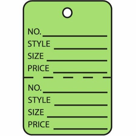 BSC PREFERRED 1 3/4 x 2-7/8'' Green Perforated Garment Tags, 1000PK S-10671G